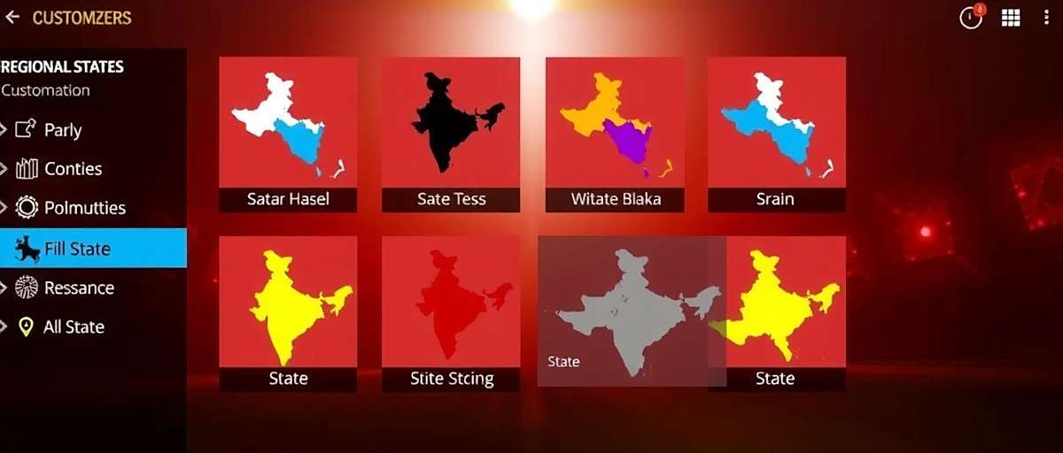 Gachibowli Giants Regional Customization Gachibowli Giants regional customization screen showing different state options